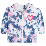 Tie Dye Zip Jacket With Double Pink Heart