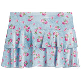 Glitter Rose Denim Ruffle Skirt