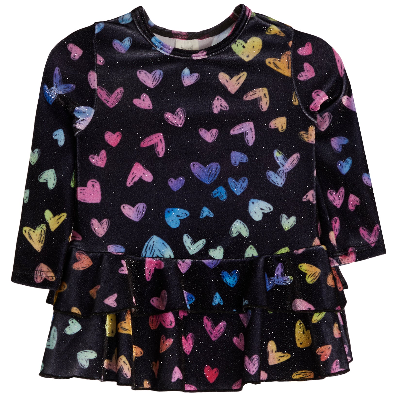 Glitter Hearts Ruffle Dress - Denny's