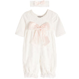 Pink Bow Romper with Headband - Denny's