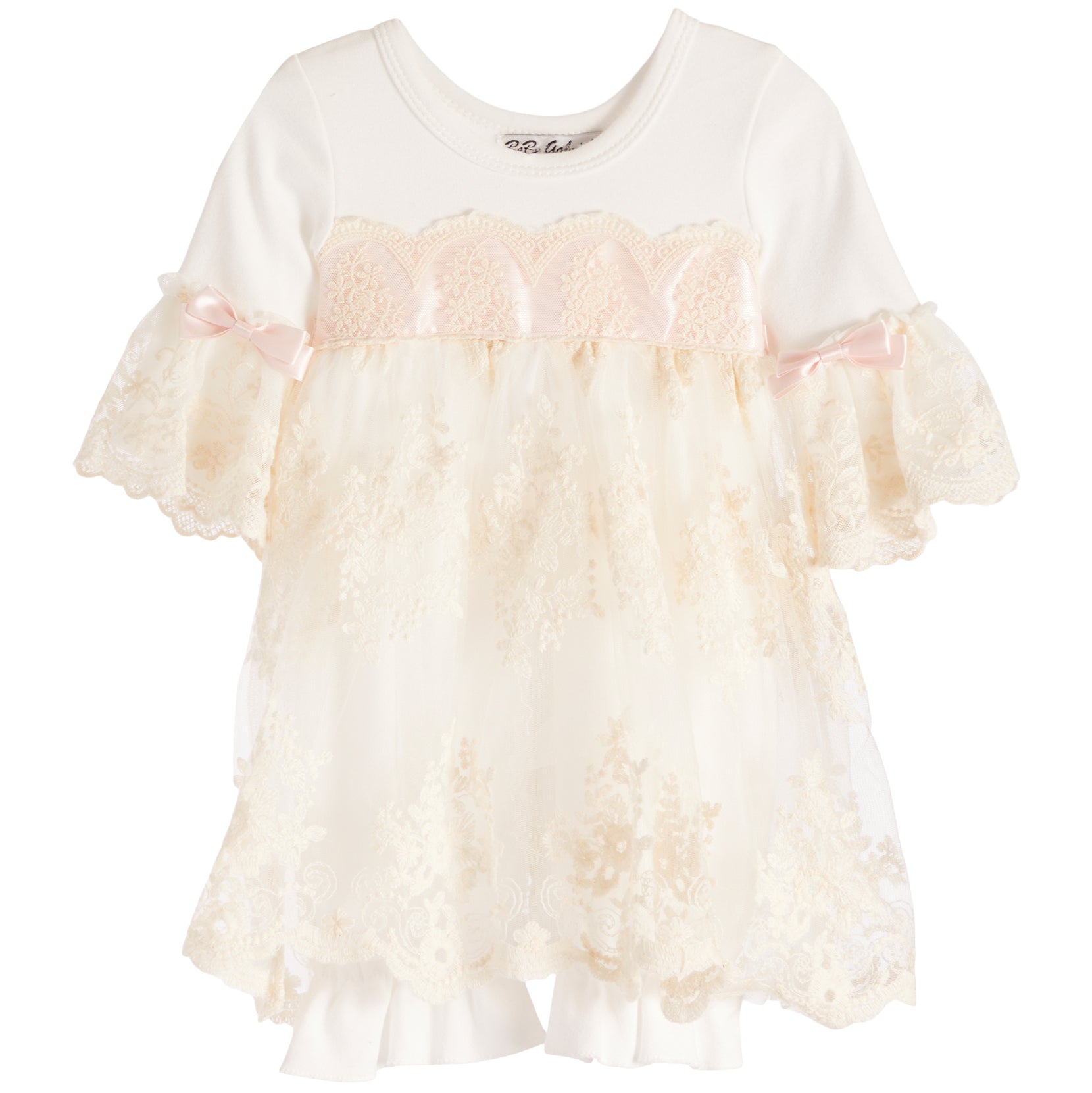 Antique Lace Romper Dress with Headband - Denny's