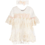 Antique Lace Romper Dress with Headband - Denny's