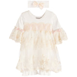 Antique Lace Romper Dress with Headband - Denny's