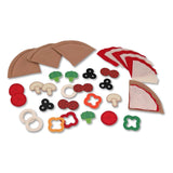 Collection of felt pizza toppings on a white background