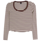 Long Sleeve Stripe Scoop Neck Top