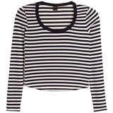 Long Sleeve Stripe Scoop Neck Top