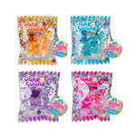 Four packaged 'SUGAR SUGAR' plush keychain toys arranged in a 2x2 grid on a plain white background. Each package contains a small character plush with a keychain attached, and the packaging features bright pastel colors and cartoon graphics.
