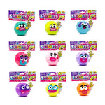 Twelve packaged Smushers toys arranged in a 3x4 grid on a white background, including three packaged blue dogs, three packaged pink elephants, and three packaged orange monkeys.