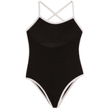 1pc White Trim Bathing Suit