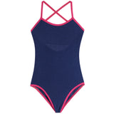 1pc Pink Trim Bathing Suit