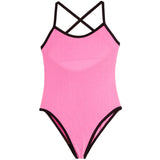 1pc Black Trim Bathing Suit