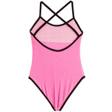 1pc Black Trim Bathing Suit