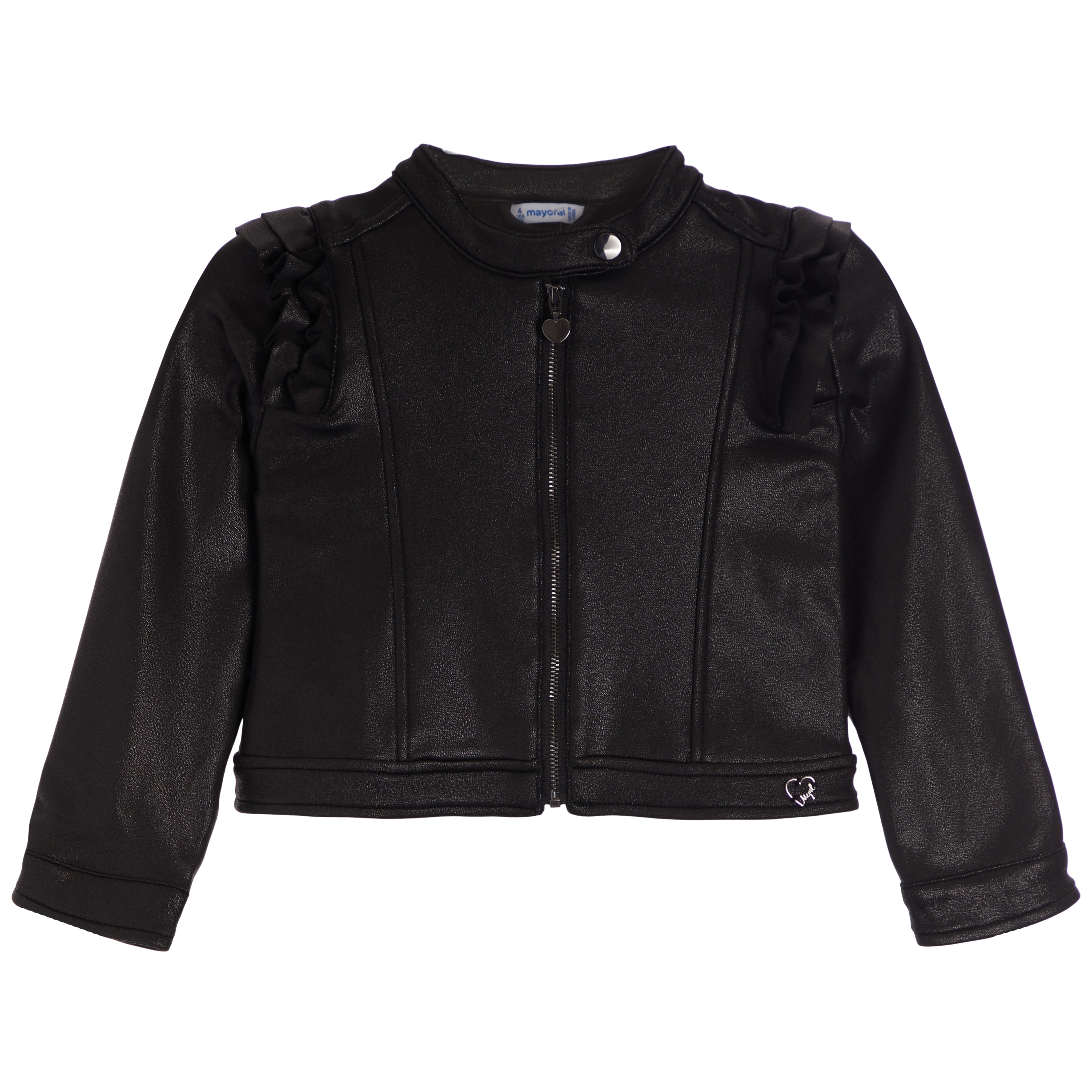 Ruffle Faux Leather Jacket - Denny's