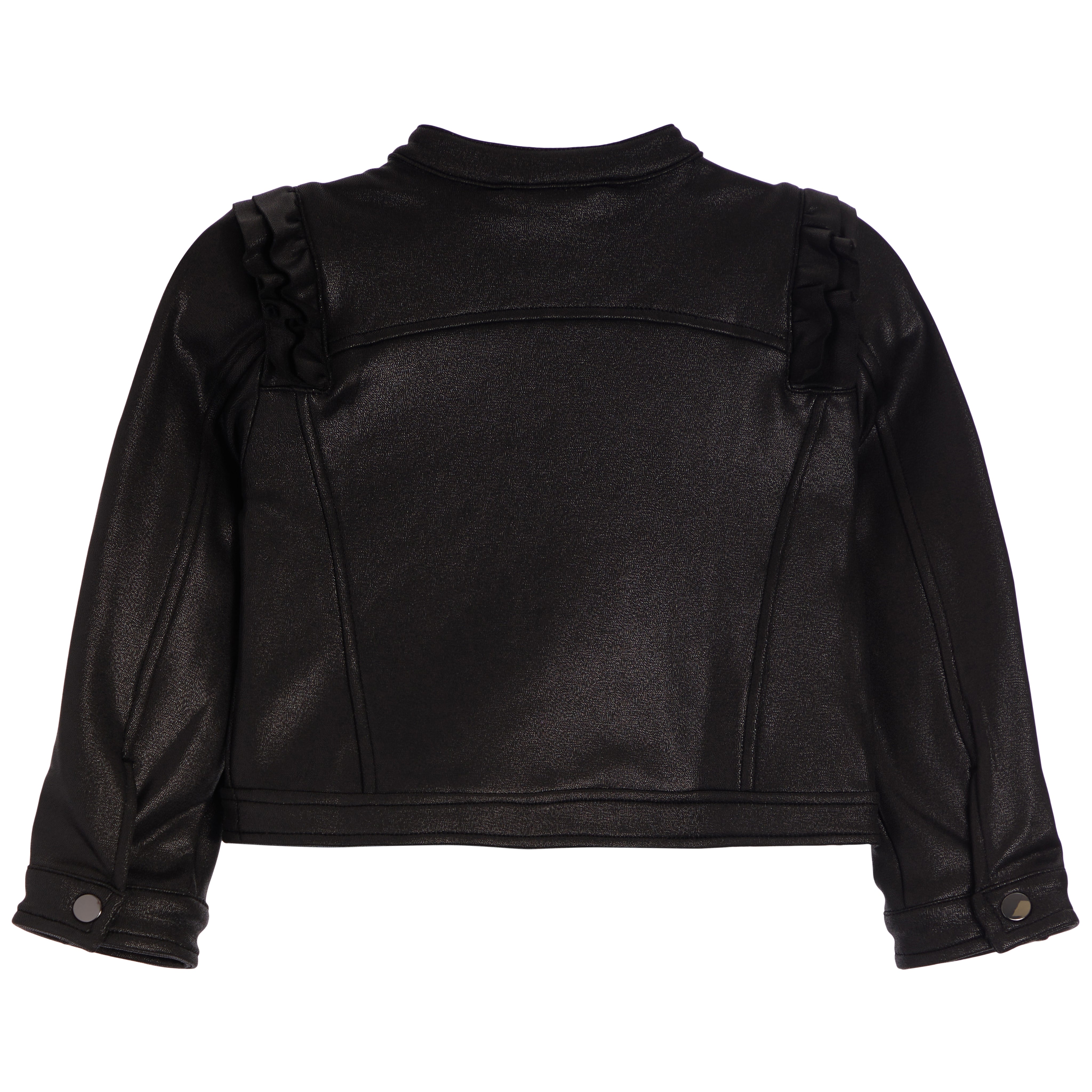 Ruffle Faux Leather Jacket - Denny's