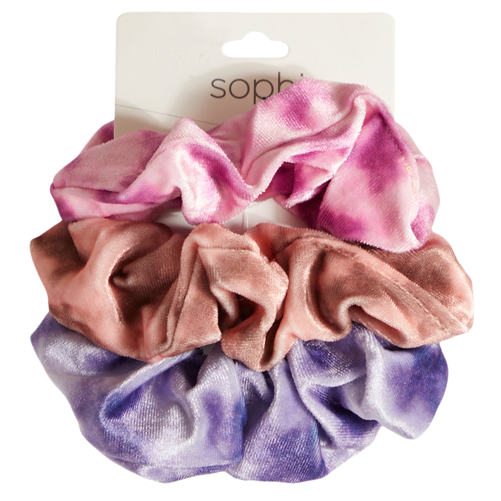 3pk Velvet Tie Dye Scrunchies - Denny's