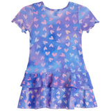 All Over Hearts Short Sleeve Glitter Dress