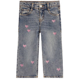 Wide Leg Jeans With Pink Hearts