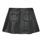 Faux Leather Skirt With Pockets