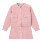 2pc Cardigan and Skirt Heart Buttons Set