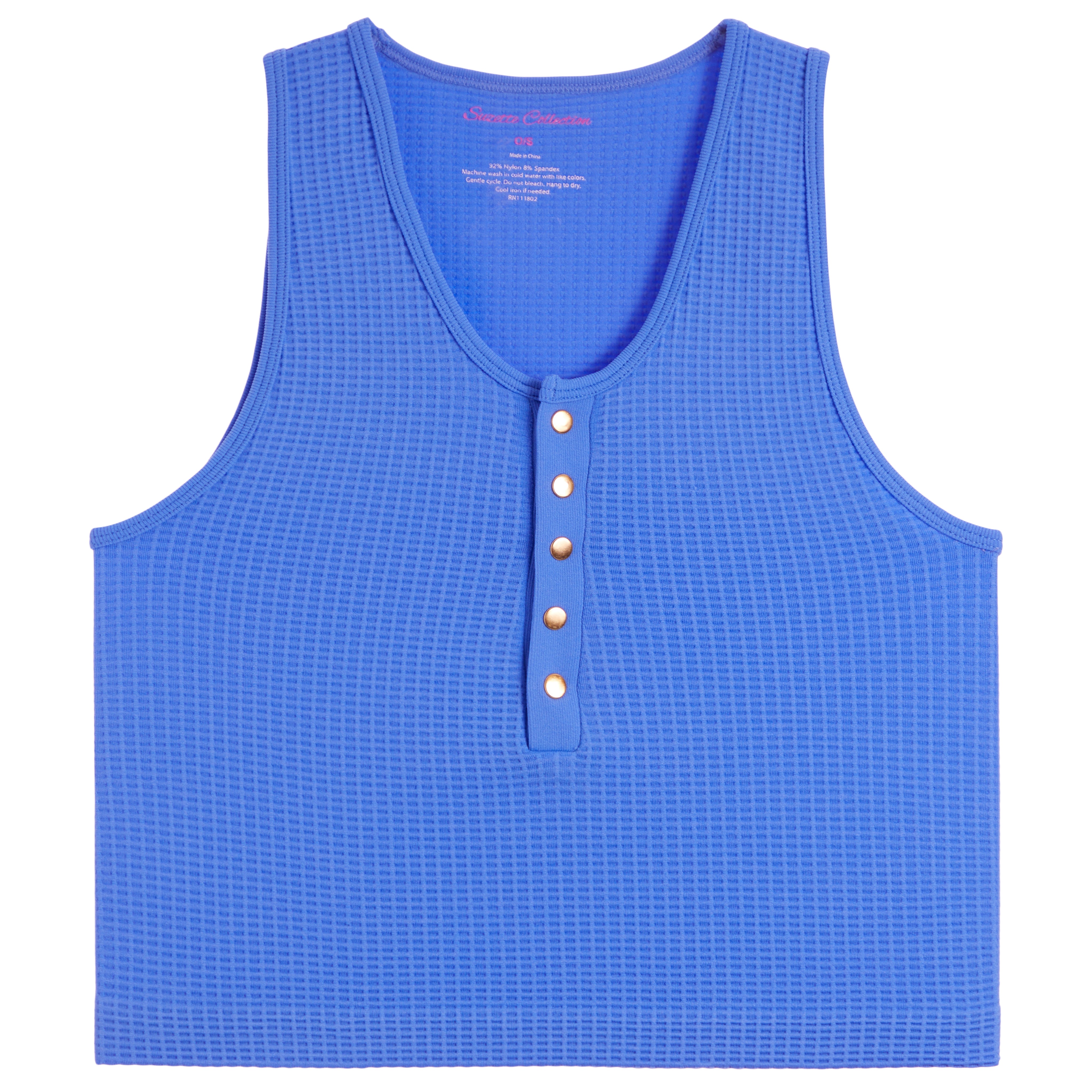 Waffle Snap Henley Crop Tank - Denny's