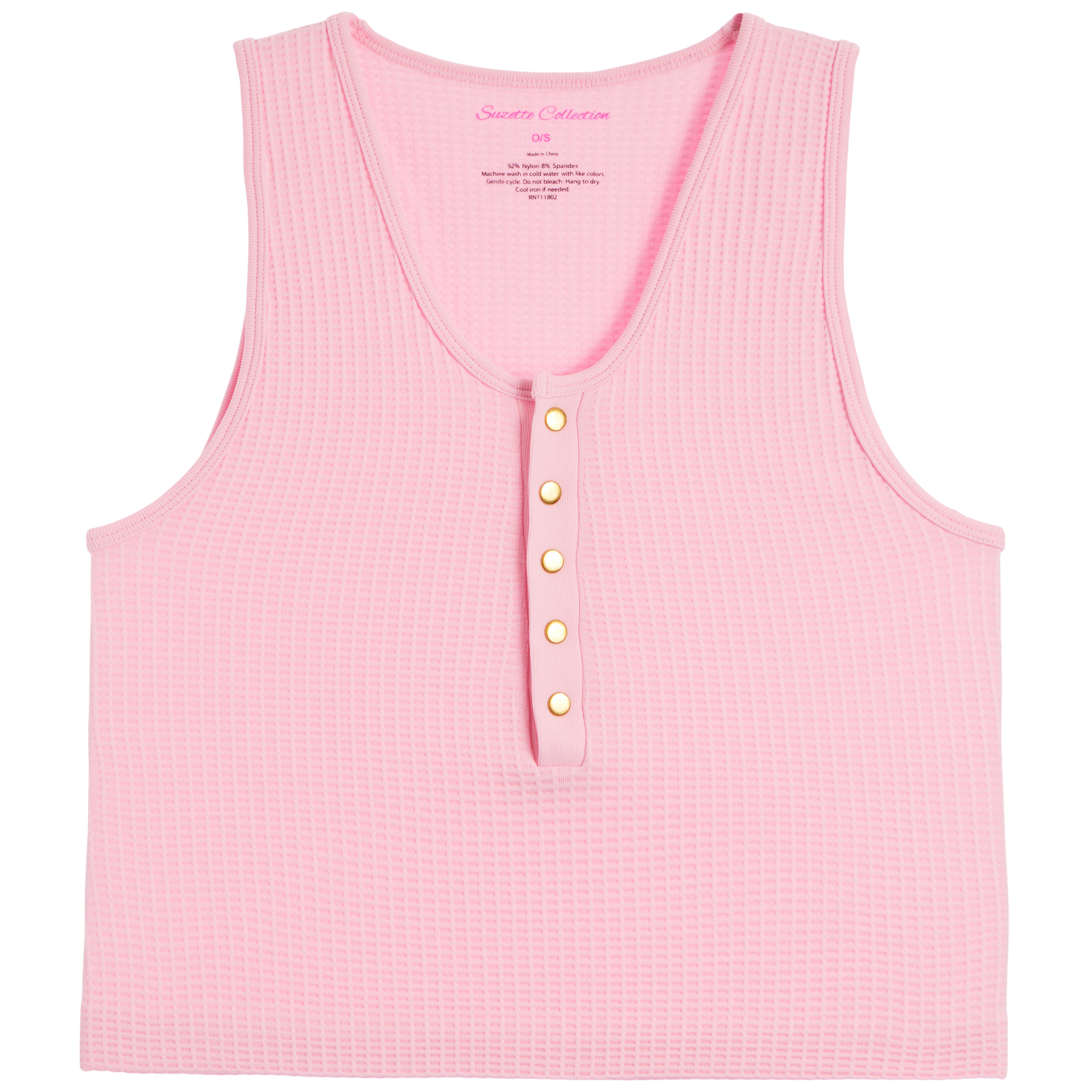 Waffle Snap Henley Crop Tank - Denny's