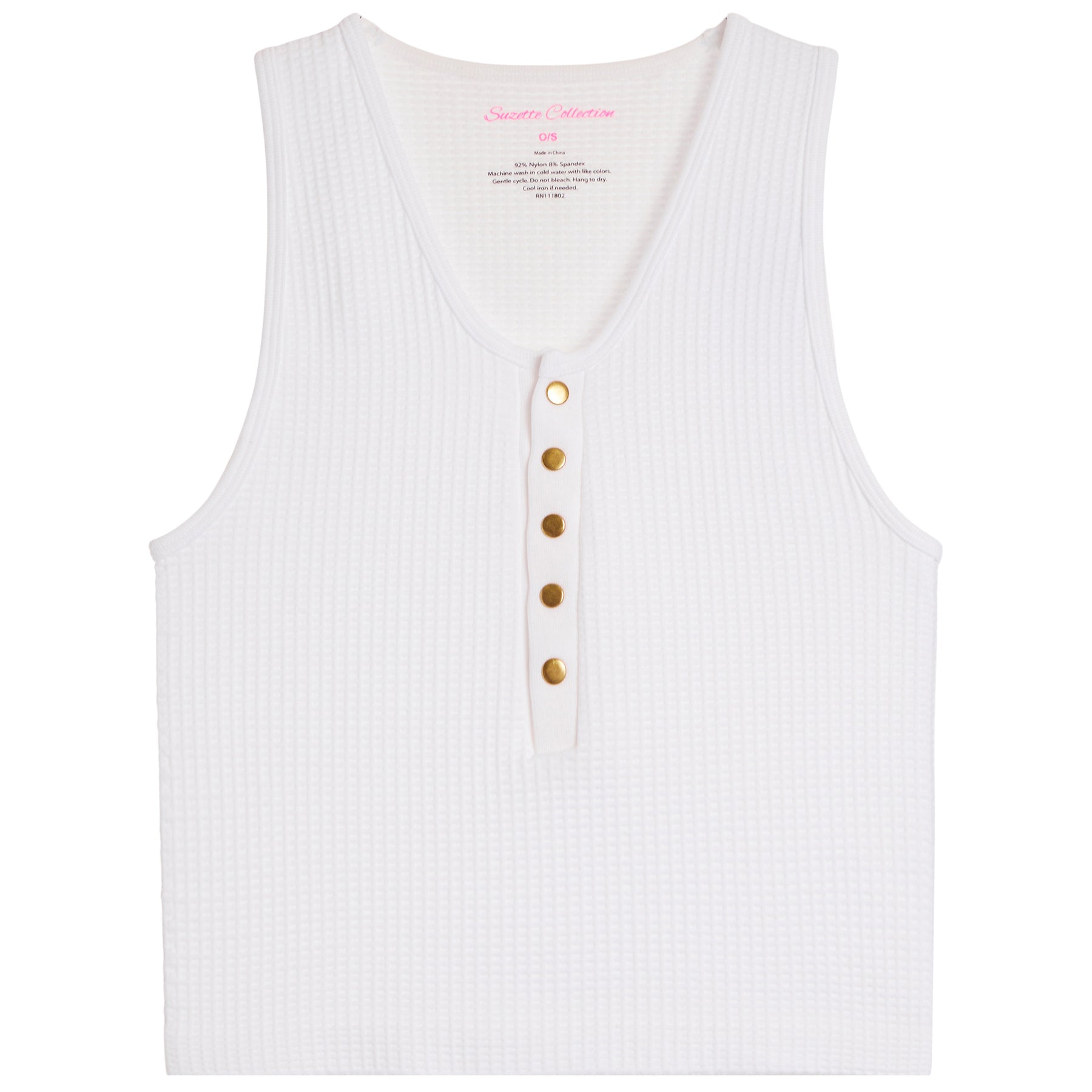 Waffle Snap Henley Crop Tank - Denny's