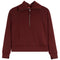 Spanx dark burgundy long-sleeve quarter-zip sweatshirt with a stand-up collar and zippered chest, displayed on a clean white background.
