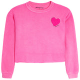 Crew Sweatshirt With Pink Plush Heart - Denny's