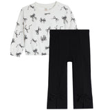 2pc Allover Bows Top & Flare Legging Set - Denny's