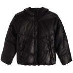 Faux Leather Hooded Puffer Coat - Denny's