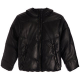 Faux Leather Hooded Puffer Coat - Denny's
