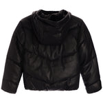 Faux Leather Hooded Puffer Coat - Denny's