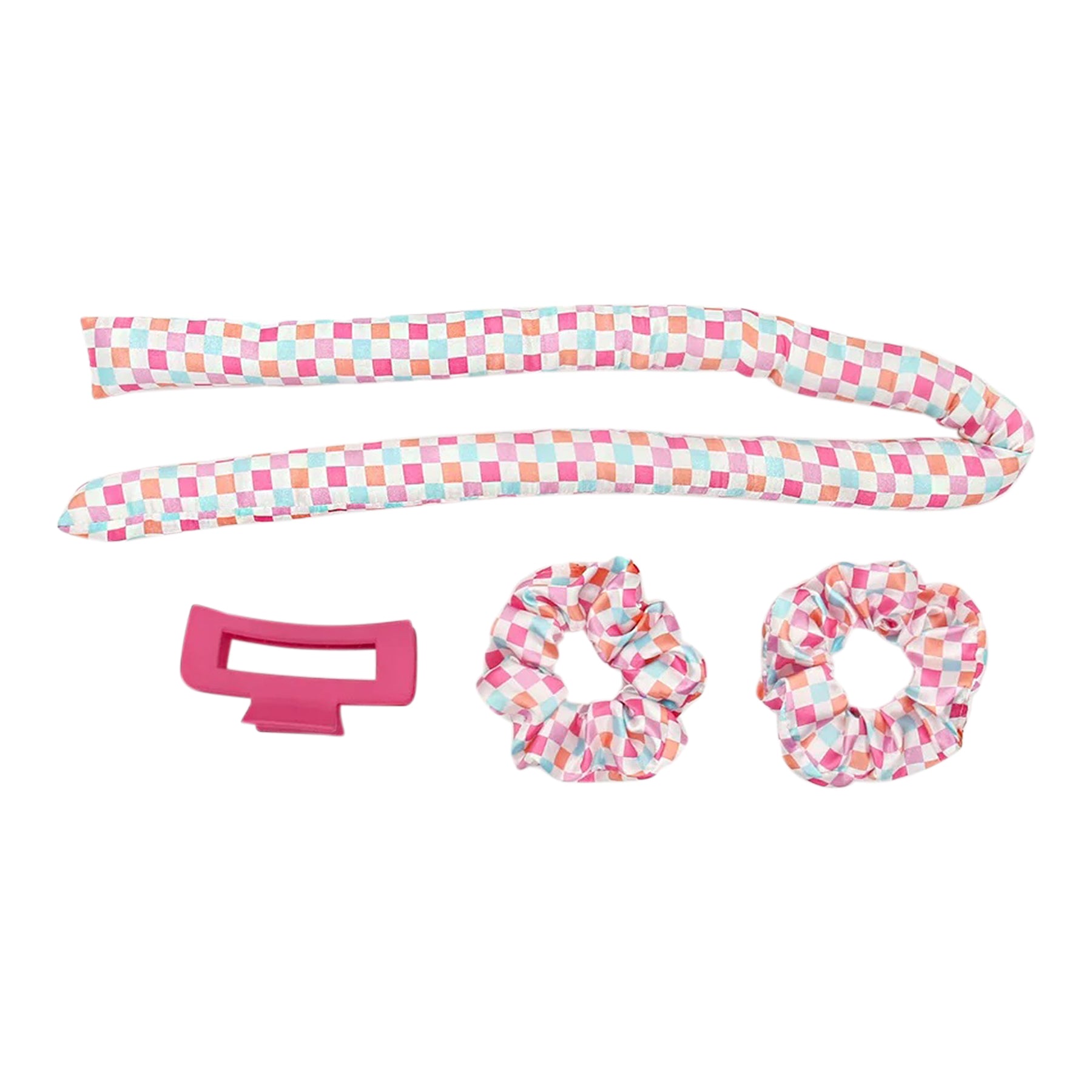 Checks Satin Heatless Curling Set - Denny's