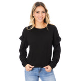 Ruffle  Long Sleeve Crew - Denny's