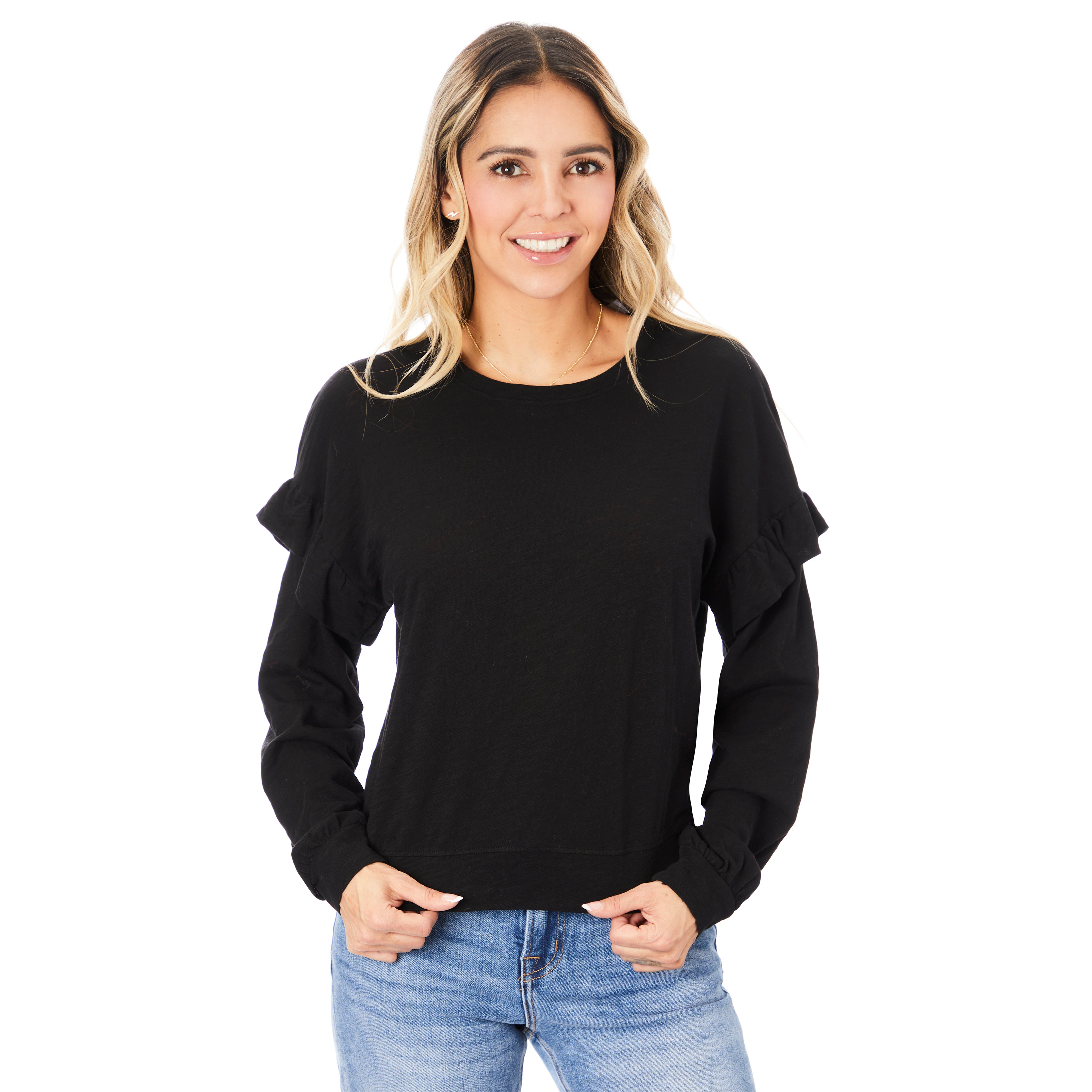 Ruffle  Long Sleeve Crew - Denny's