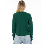 Long Sleeve Split Neck Boxy Tee - Denny's