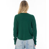 Long Sleeve Split Neck Boxy Tee - Denny's