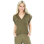 Collar Boxy Pocket Top - Denny's