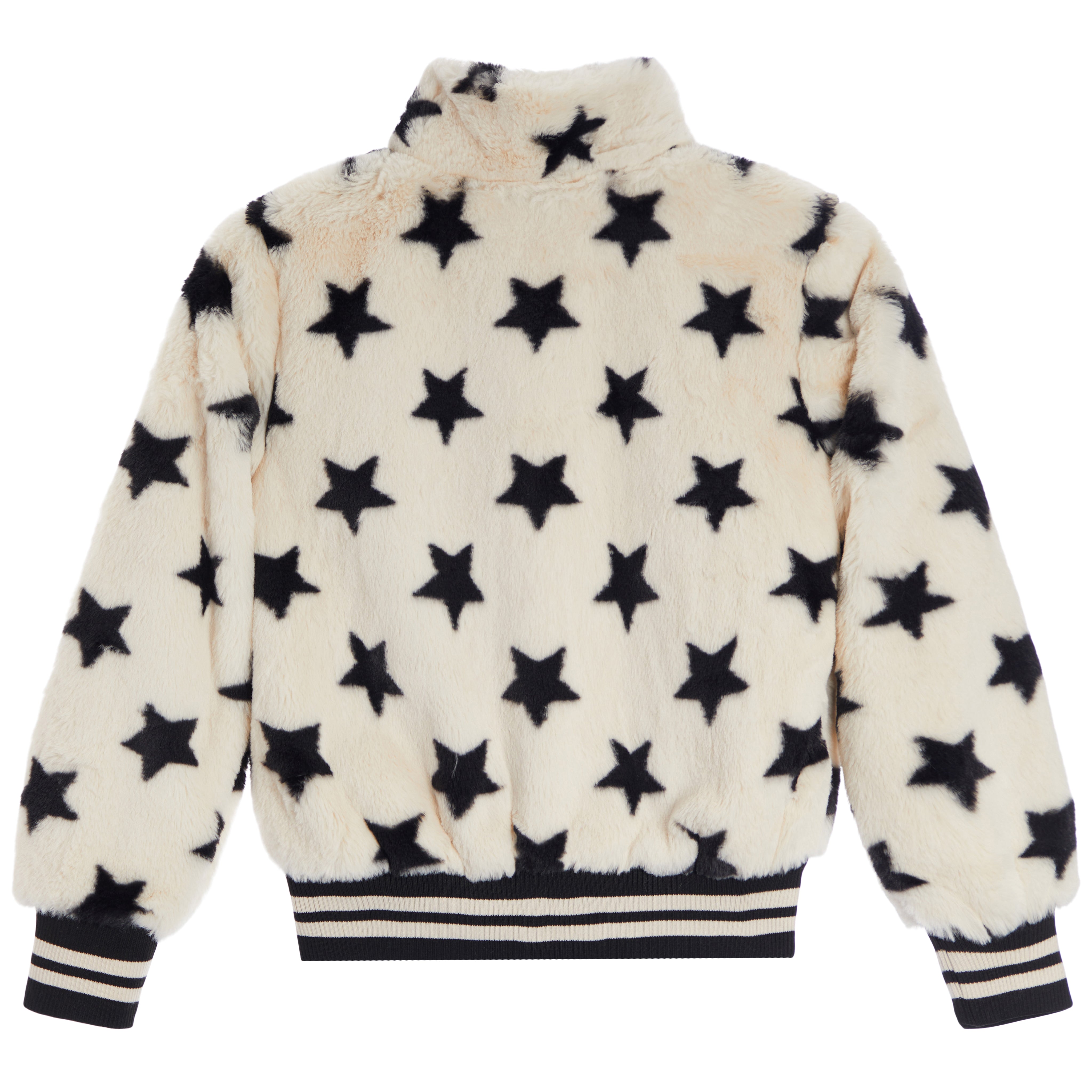 Allover Star Faux Fur Bomber Jacket - Denny's