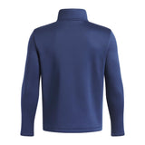 A navy blue long-sleeve quarter-zip pullover sweater shown from the back, photographed on a clean white background.