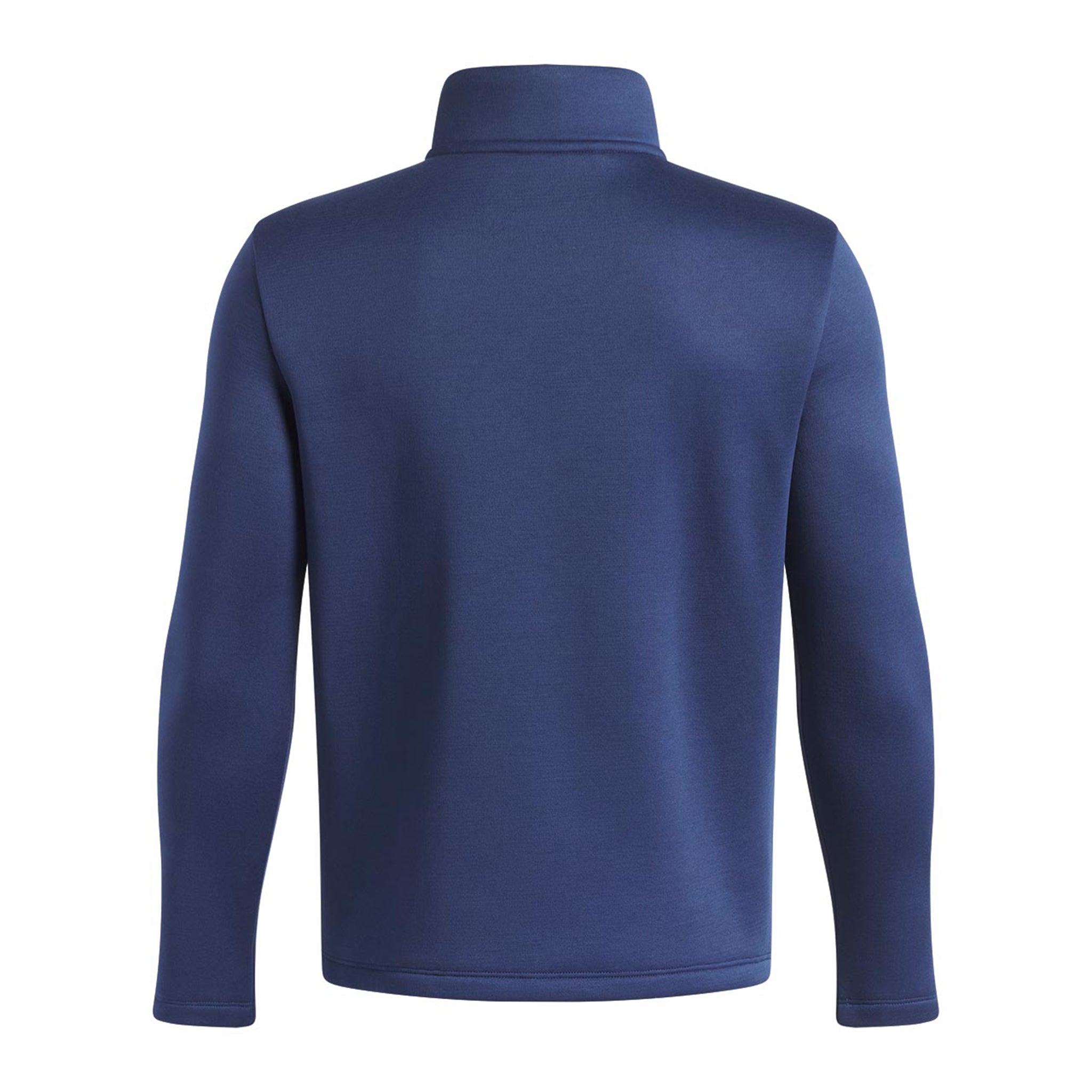 A navy blue long-sleeve quarter-zip pullover sweater shown from the back, photographed on a clean white background.