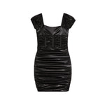Short Sleeve Lame Corset Dress - Denny's