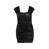 Short Sleeve Lame Corset Dress - Denny's