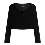 Rib Snap Crop Henley - Denny's