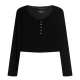 Rib Snap Crop Henley - Denny's