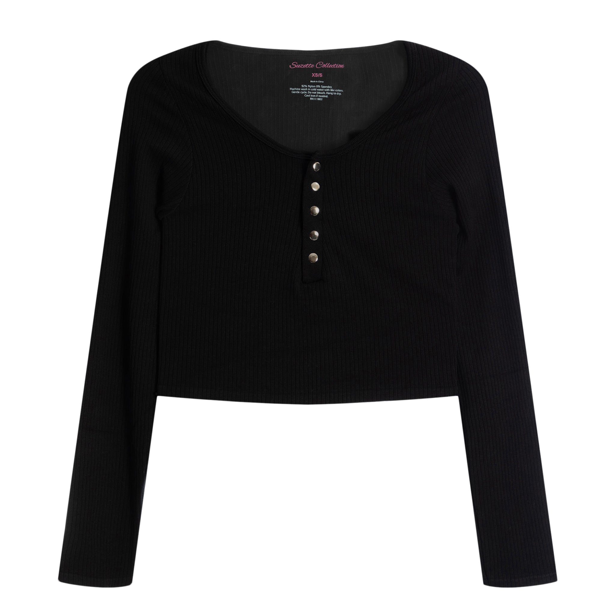 Rib Snap Crop Henley - Denny's