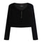 Rib Snap Crop Henley - Denny's