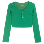 Rib Snap Crop Henley - Denny's