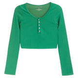 Rib Snap Crop Henley - Denny's