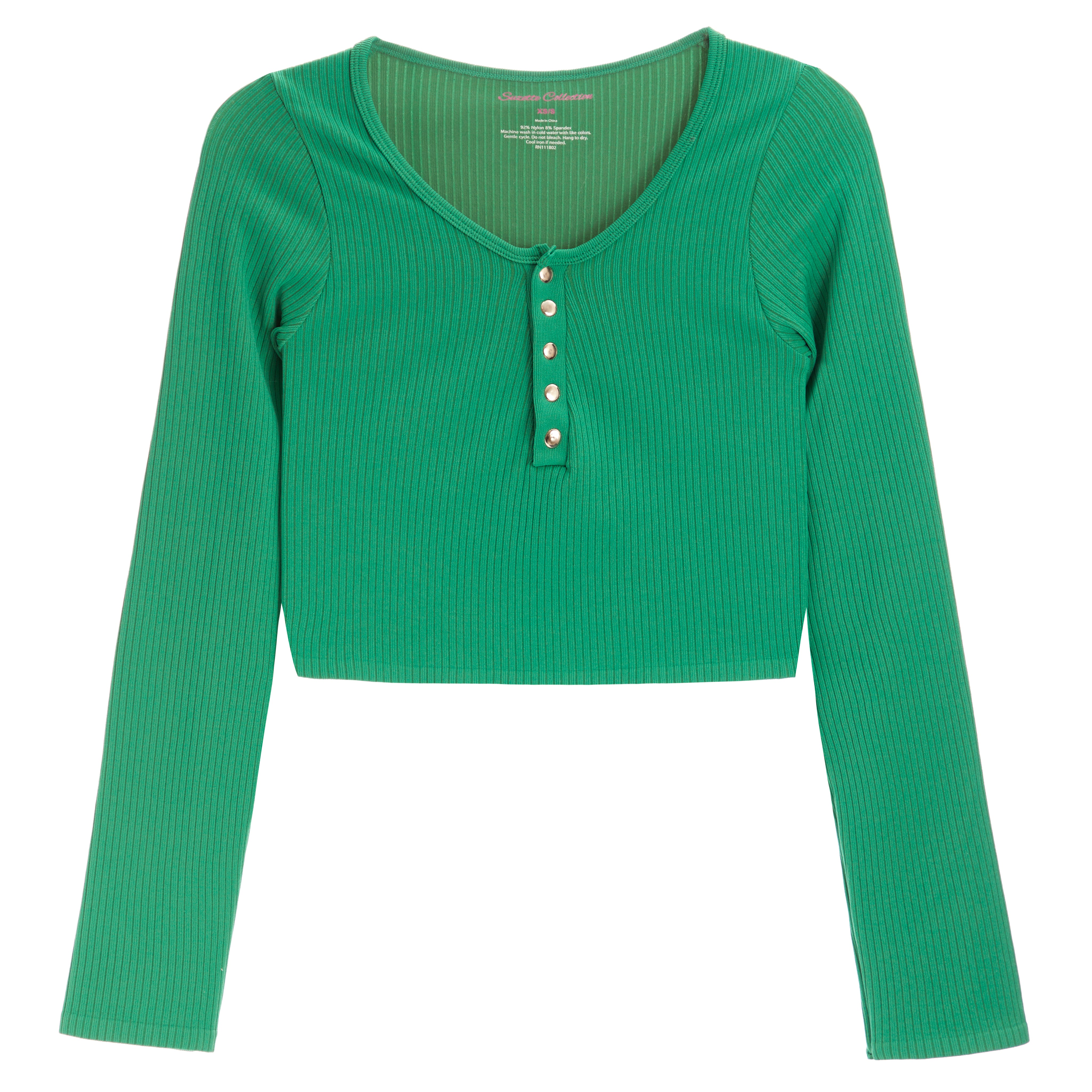 Rib Snap Crop Henley - Denny's